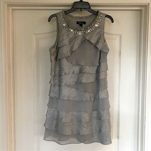 S.L Fashions Gray Shimmering Gray Dress Size 14